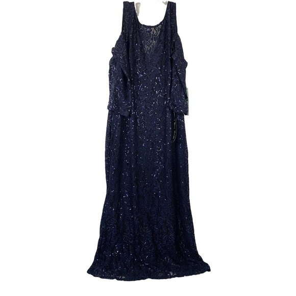 Blu Sage Women's Navy Blu Blue Elegant Gown - Picture 2 of 8